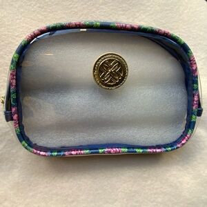 NEW Lilly Pulitzer Clear Cosmetic Bag with Floral Trim